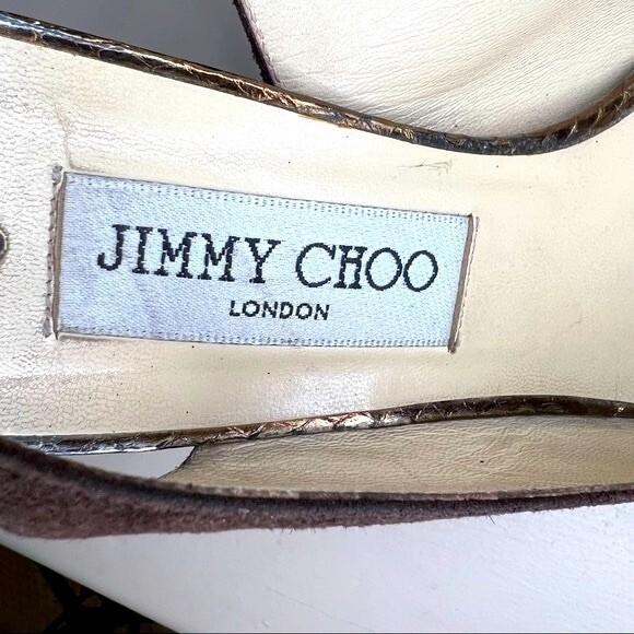 Jimmy Choo Brown Suede Peep Toe Slingback Heels Pumps Women’s EU 40 US 10 - Picture 10 of 15